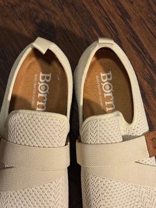 Born Women's Knit Slip-On Sneakers in Cream with Tan Accents - Picture 6 of 12